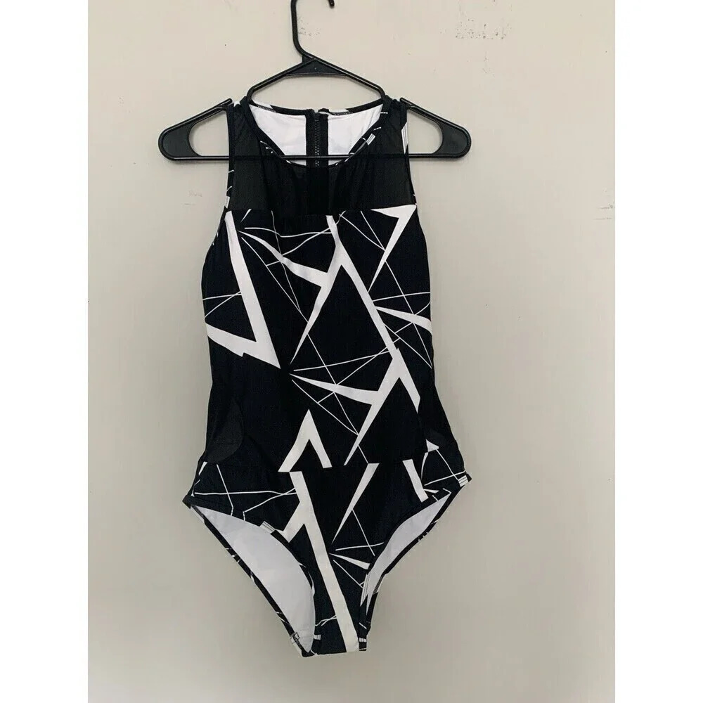 2Chillies Women Swimwear Swimsuit Crackle V-Neck 1pc 2C011908 Black Large